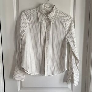 H&M White Pinstripe Button-Up Blouse